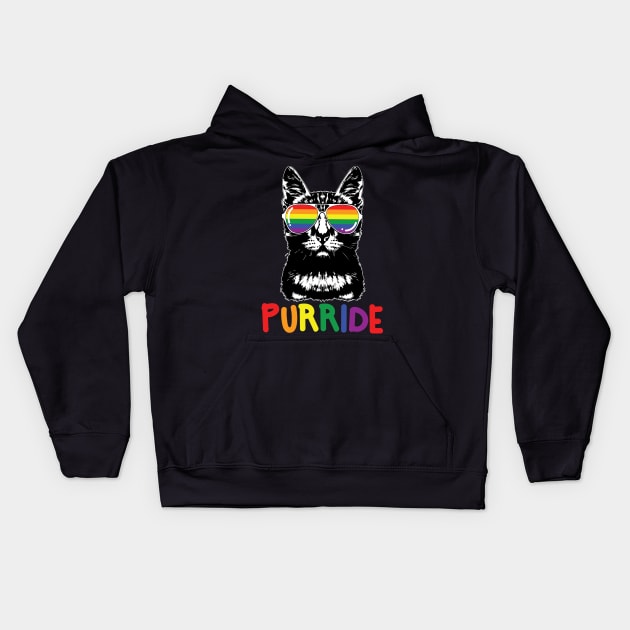 Purride LGBT Gay Pride Cat Lover Kitty Kids Hoodie by ghsp